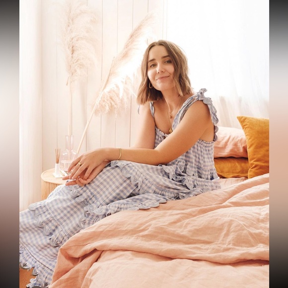 Innika Choo Iva Biig dress scallop frill dress in dusk gingham sz 1 - Picture 7 of 16